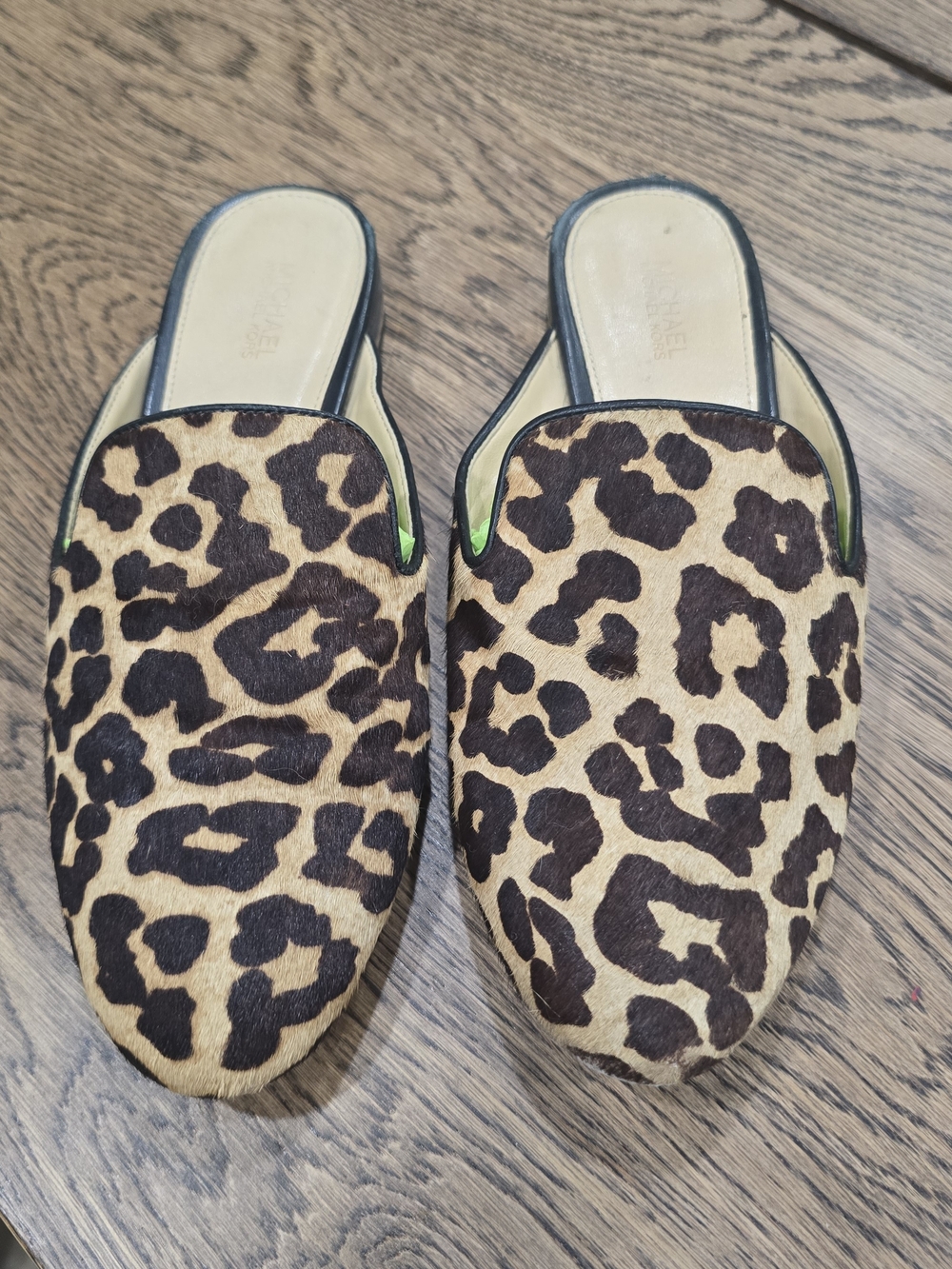 Michael Kors Leopard Print Slip-On Mules - Size 7